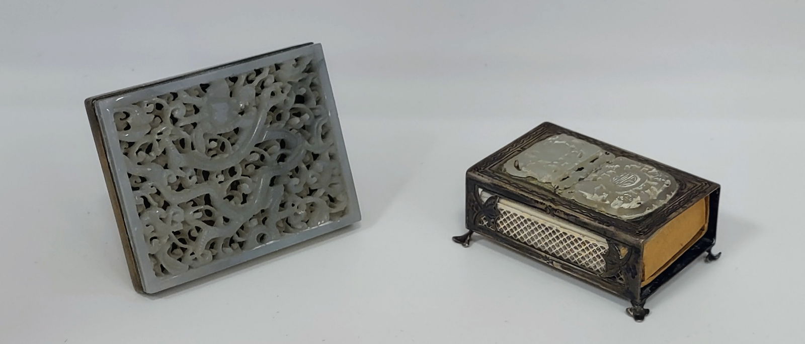 Antique Sterling Silver Matchbox with Jade by "Edward I. Farmer" and A Buckle Belt with Jade (1 of 6)