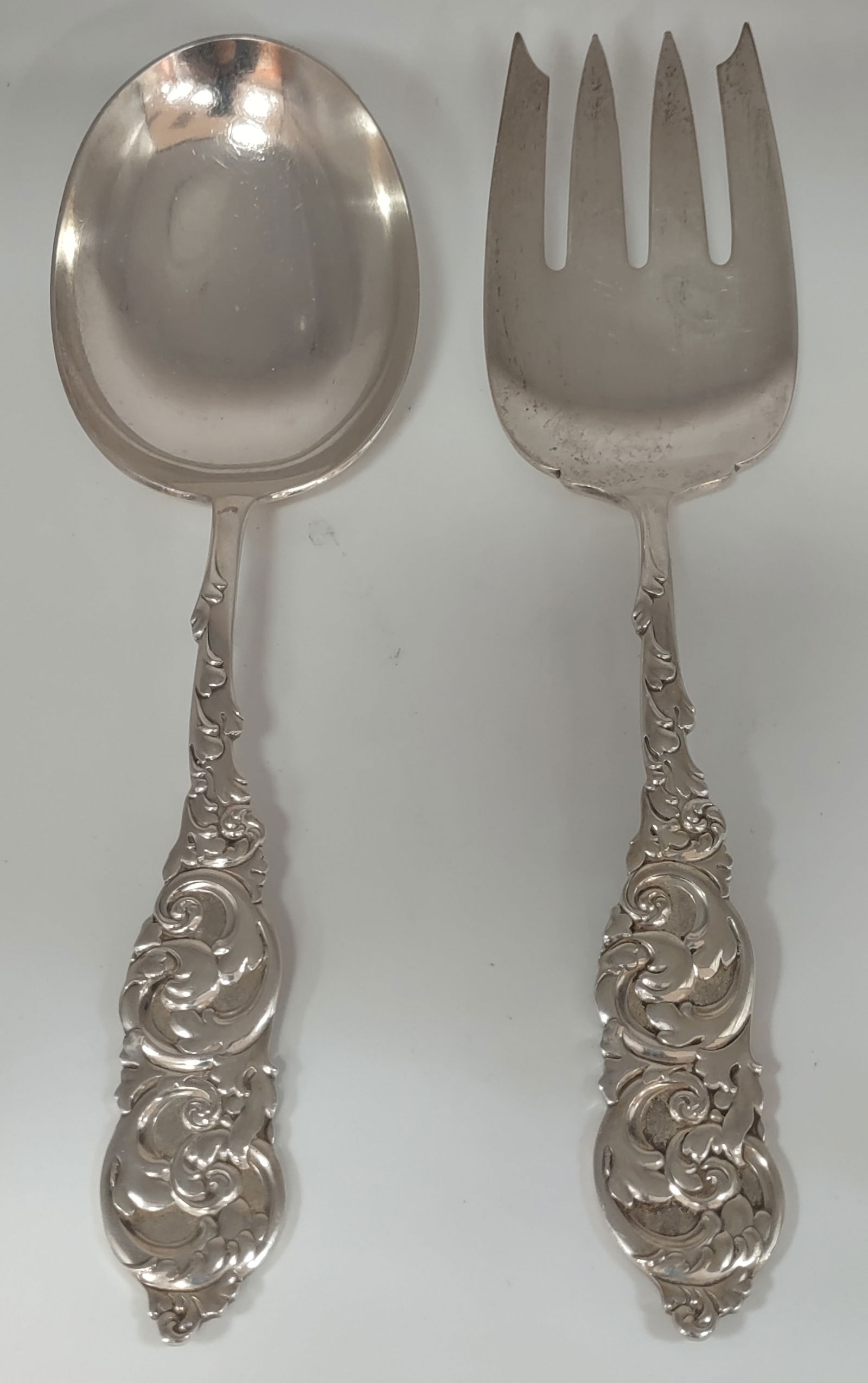 A Set of Sterling Silver Salad Spoon and Fork (1 of 3)