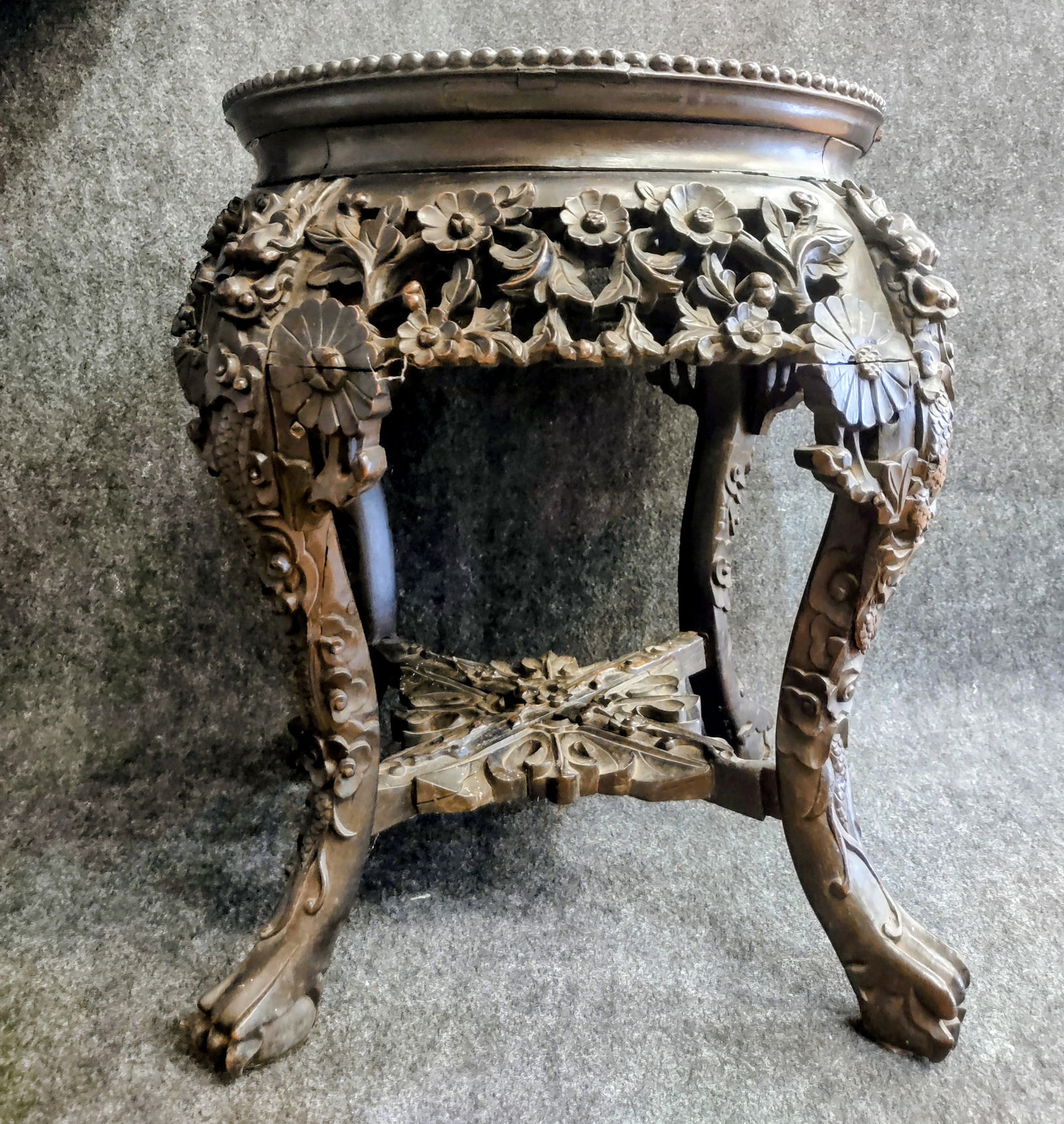 Antique Chinese Carved Pedestal Late 19th Century (1 of 9)