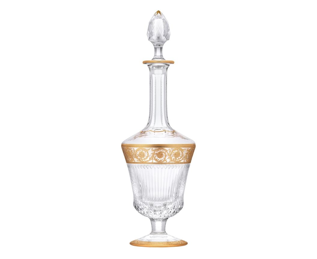 WINE CARAFE GOLD By "Saint Louis": The thistle was the inspiration for the design of this service, created for the 1909 Nancy exhibition, at the height of Art Nouveau. Chardon, in reference to Nancy's emblem, was presented with the cit