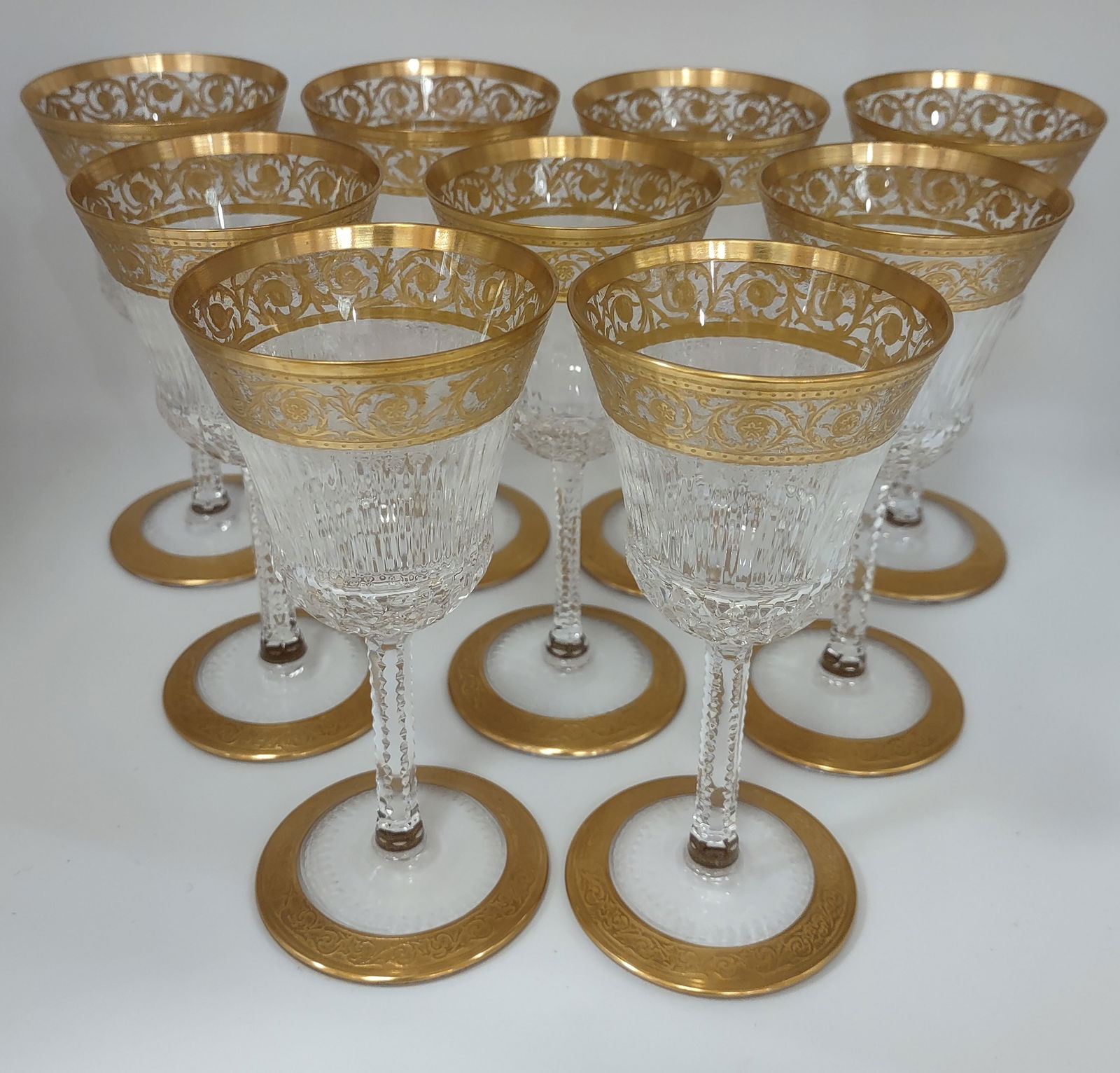 Thistle Gold Seven (7) Sherry Glasses By "Saint-Louis" France (1 of 2)