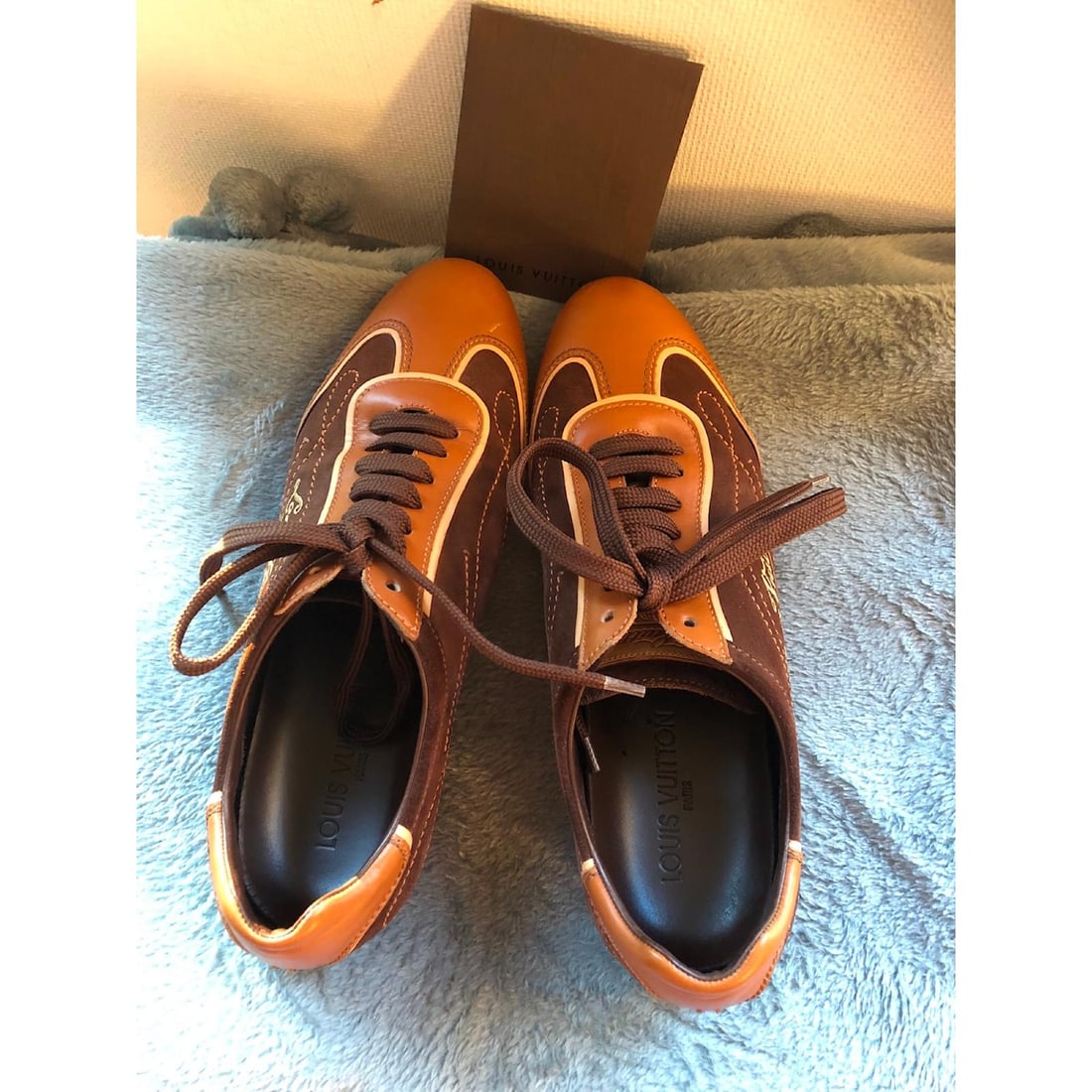 Brown Suede Leather Sneakers by "Louis Vuitton" - 3