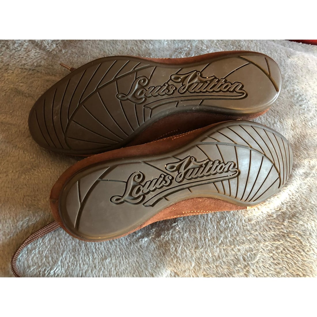 Brown Suede Leather Sneakers by "Louis Vuitton" - 6