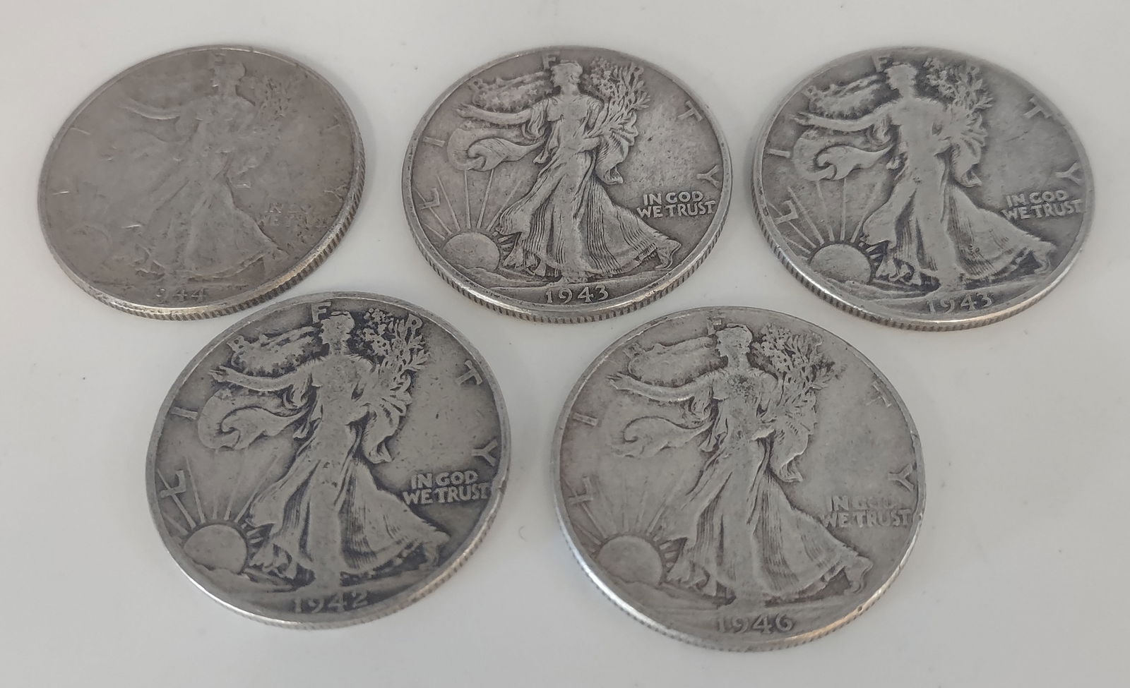 Five (5) Walking Liberty Half Doller Coins (1 of 7)