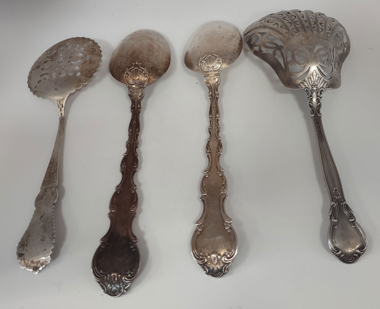 Four (4) Sterling Silvert Serving Spoons - 2
