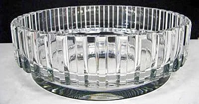 French Crystal Round Centerpiece By "BACCARAT" 2 of 2: Stamped maker's mark. Hand cut and hand blown. Dia. 9.5" x 3" H Vintage piece.excellent condition
