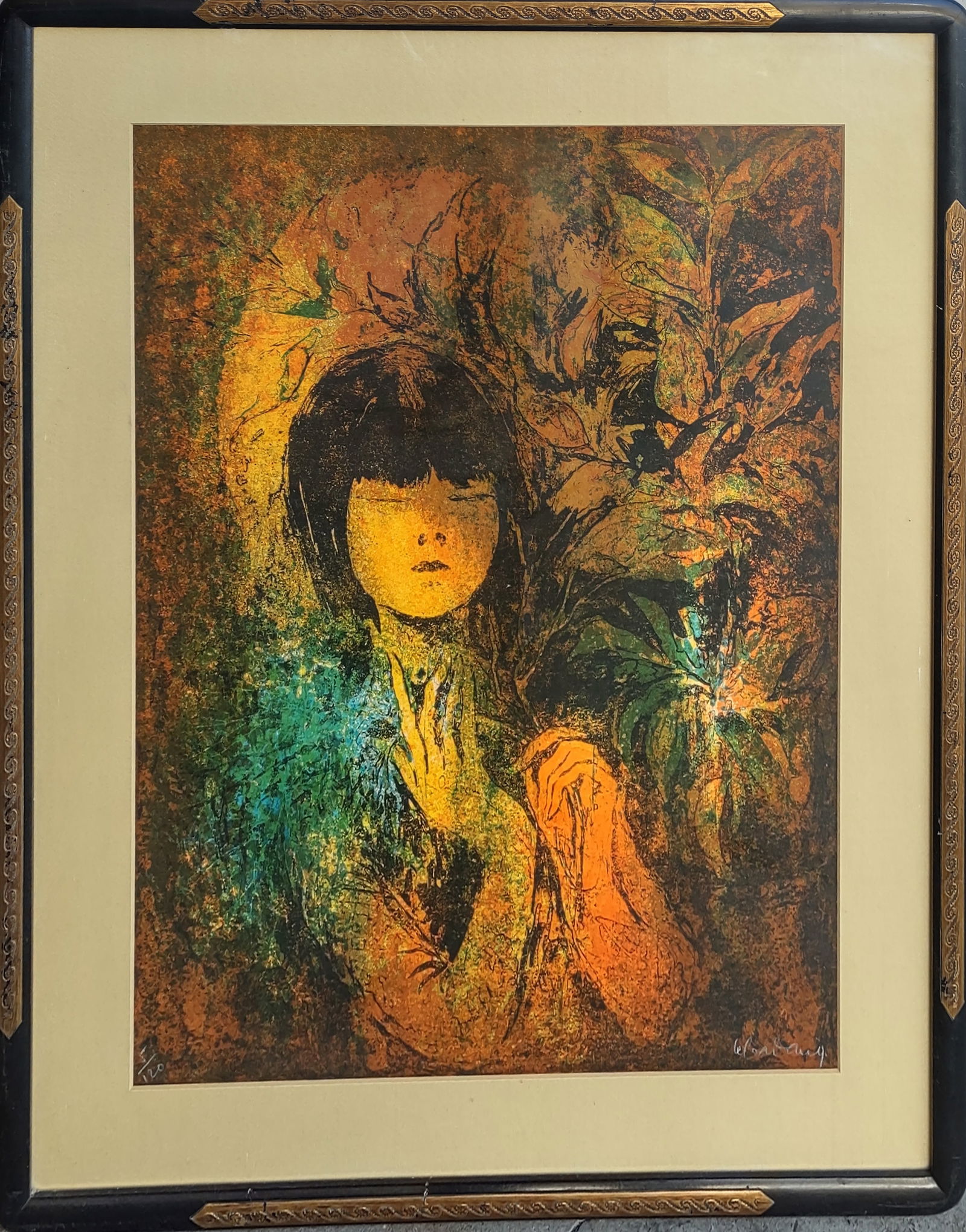 Colored Lithograph by " Lebadang" Vietnam (1 of 3)