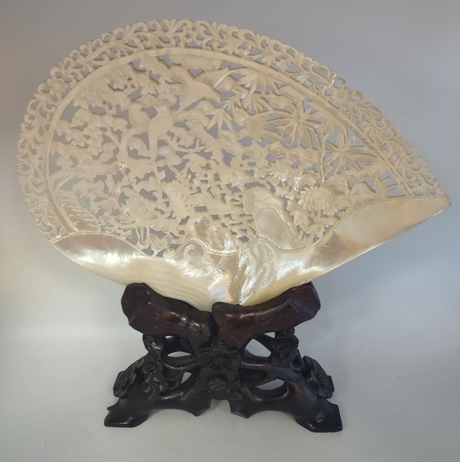 Antique Chinese Carved Mother of Pearl Shell (1 of 2)