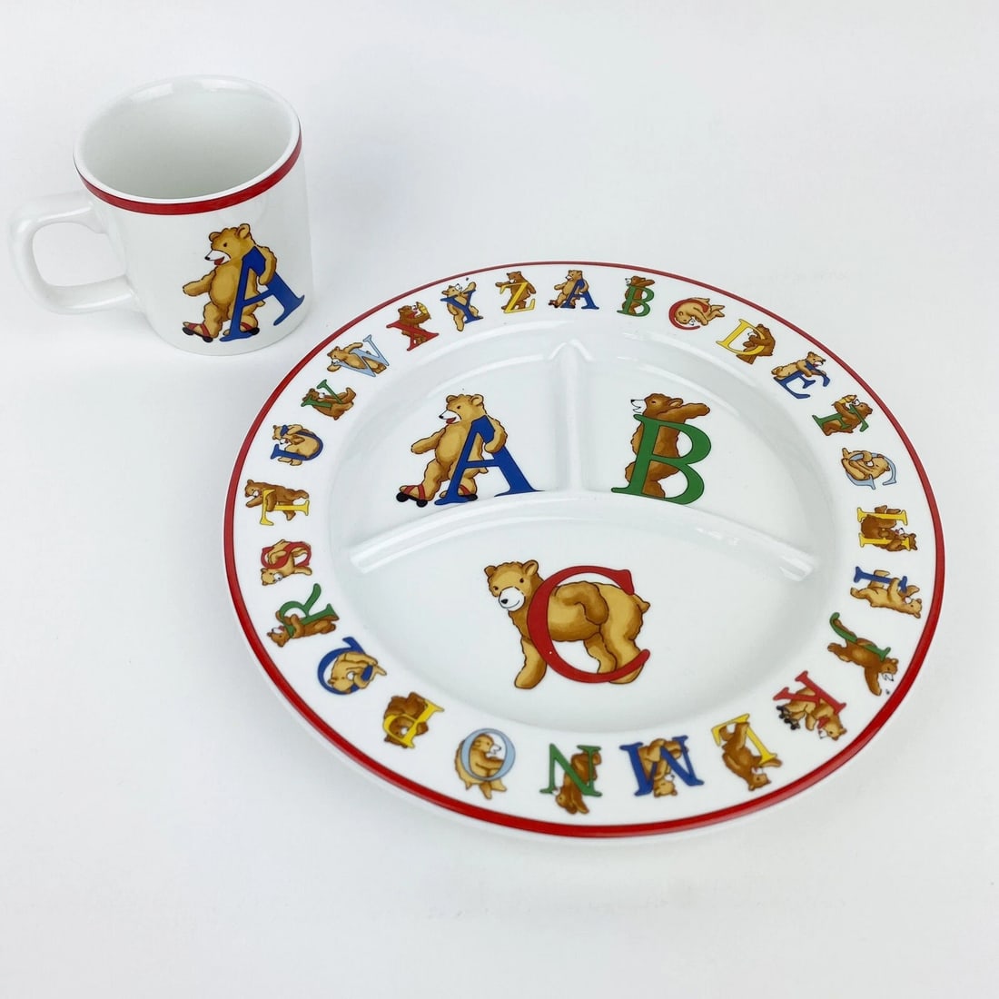 Childs Alphabet Bears Divided Plate & Mug Cup Set By "Tiffany & Co. " (1 of 6)