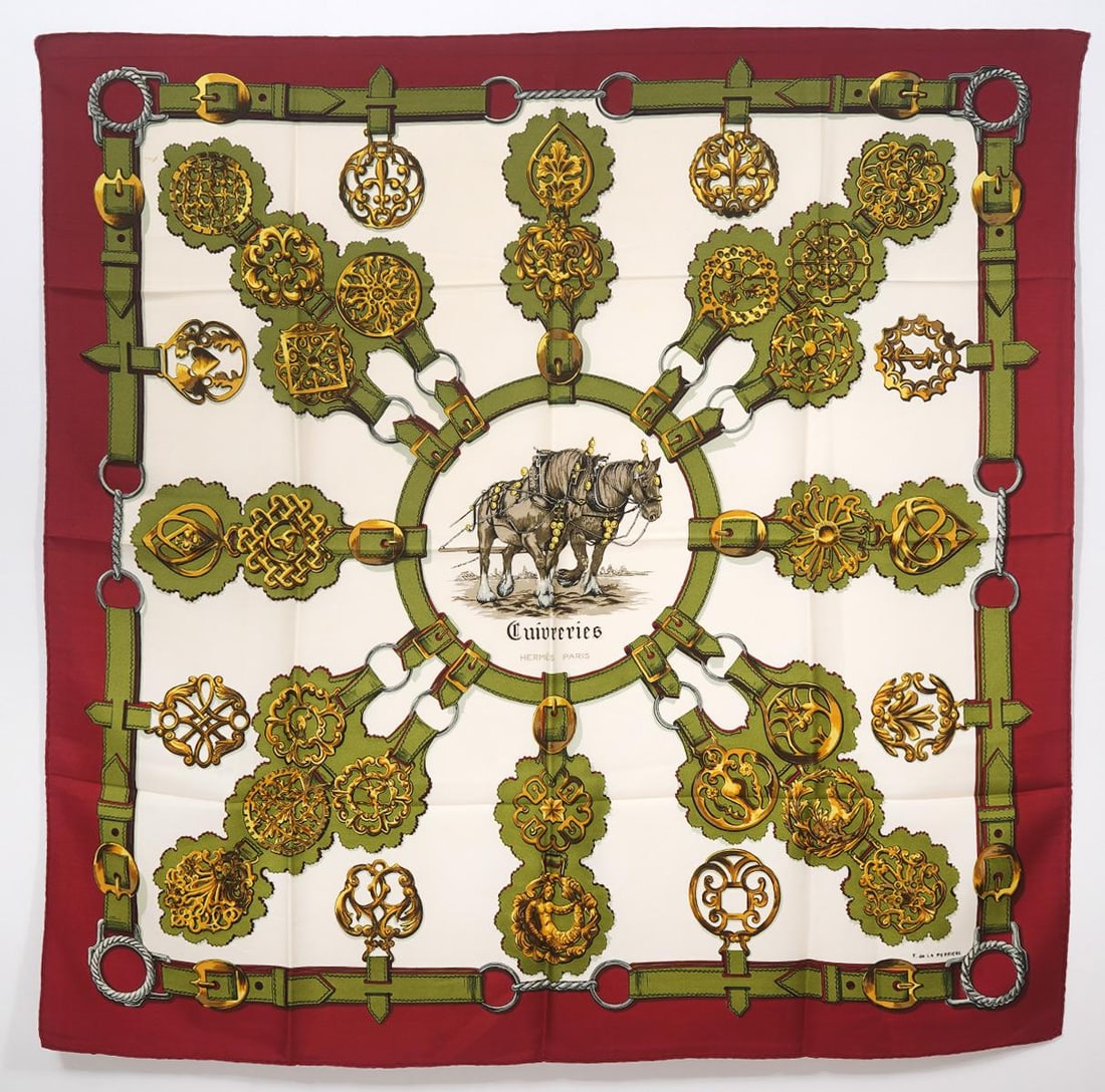 Hermes "Cuivreries" silk scarf 1 of 2 (1 of 4)