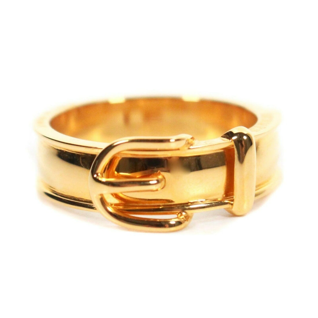 HERMES GOLD BELT BUCKLE BAND RING - US 9.5 (1 of 4)