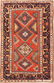 Antique Caucasian Kazak , 4'8" x 7'5" ( 1.42 M x 2.26 M
