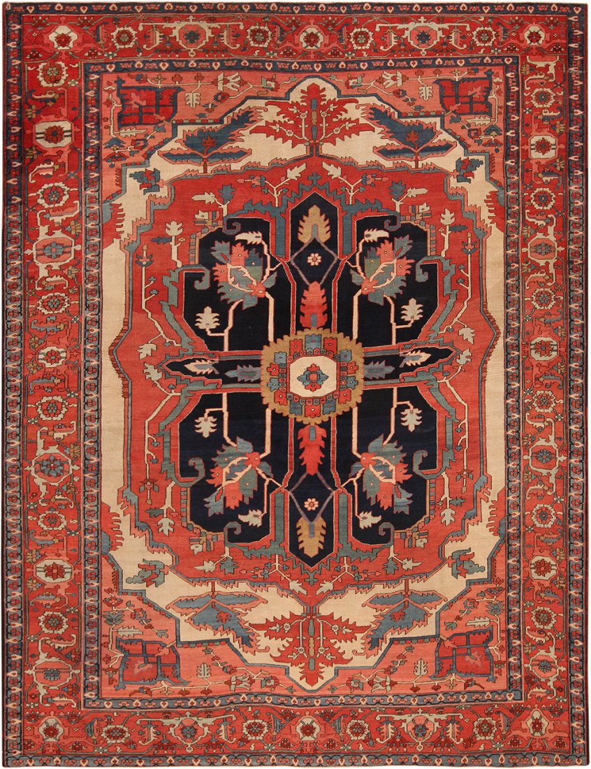 Antique Persian Serapi carpet ,8 ft 9 in x 11 ft 7 in (1 of 5)