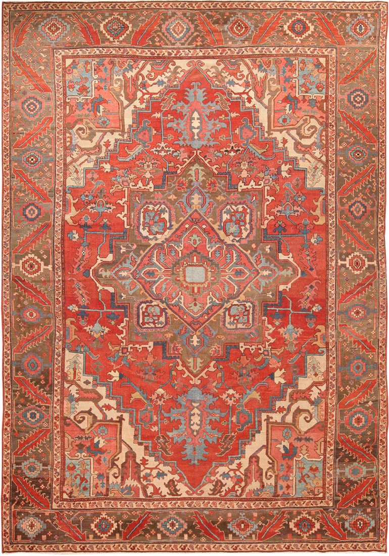 ANTIQUE PERSIAN SERAPI RUG , 10 ft x 13 ft 7 in (1 of 6)