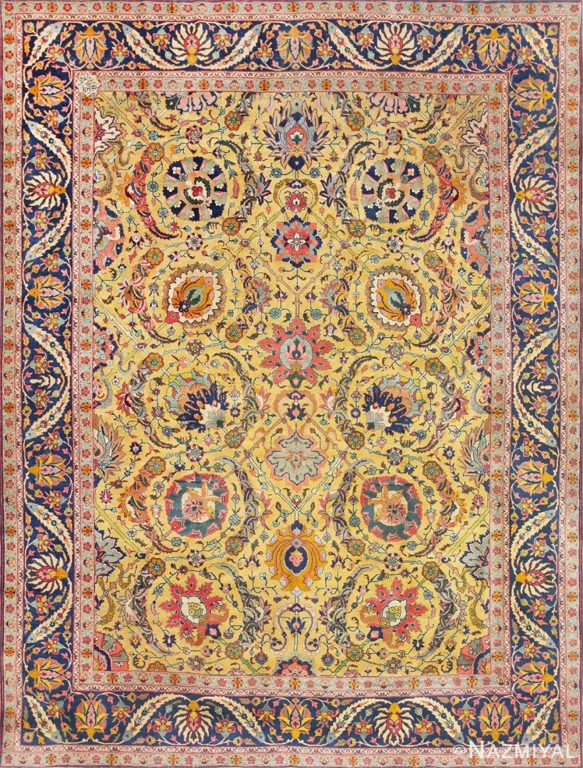 ANTIQUE PERSIAN SICKLE LEAF TABRIZ RUG 9 ft x 12 ft (1 of 10)