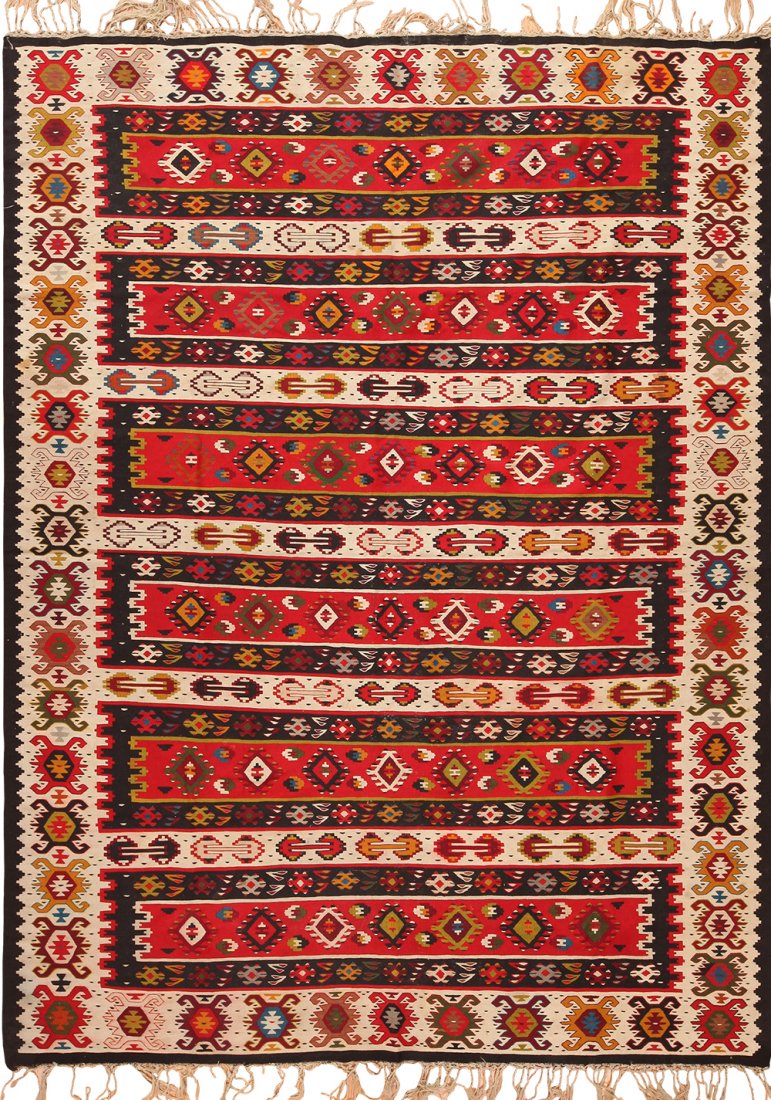 Vintage Sarkoy Kilim , Balkans  6 ft. 6 in x 8 ft. 9 in (1 of 6)