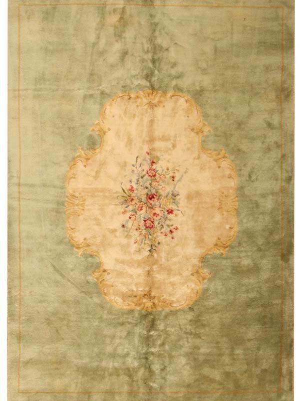 Art Deco French Rug / Carpet 3295: 8.09 x 12.04 Circa 1900 Antique French Deco Rug, France - This lovely antique French carpet has the subdued palette and Neo-classical elegance of of French Aubusson and Savonnerie carpets, but with ev
