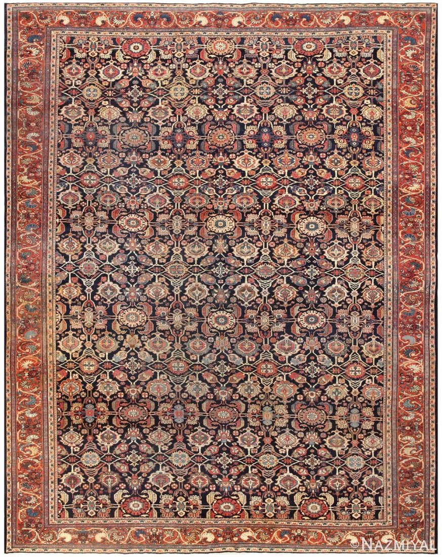 ANTIQUE PERSIAN SAROUK FARAHAN RUG 13ft 3in x 10ft 4in: ANTIQUE PERSIAN SAROUK FARAHAN RUG, 13 ft 3 in x 10 ft 4 in (4.04 m x 3.15 m).Circa 1900's.This auction includes antique rugs, vintage rugs, oriental rugs and tapestry collection from A SINGLE OWNER D