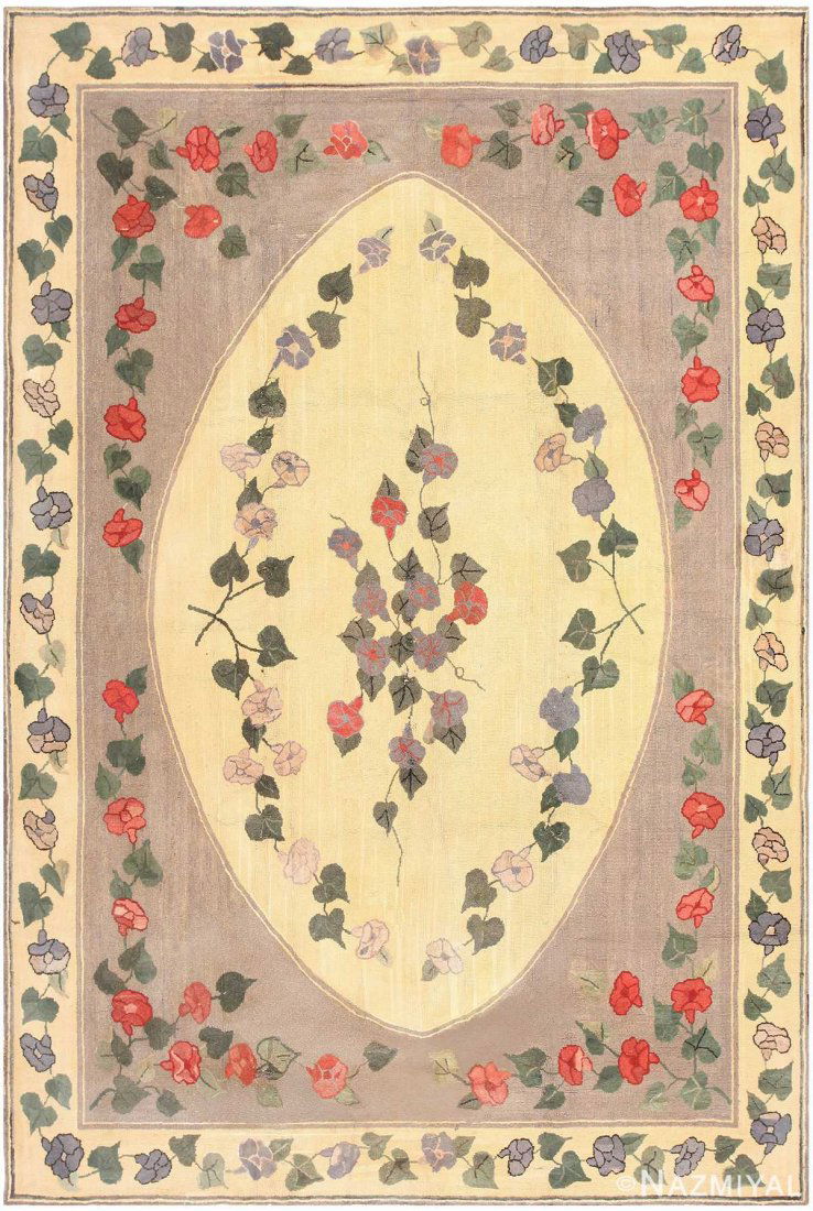 ANTIQUE AMERICAN HOOKED RUG, 12 ft 6 in x 8 ft 2 in (1 of 8)