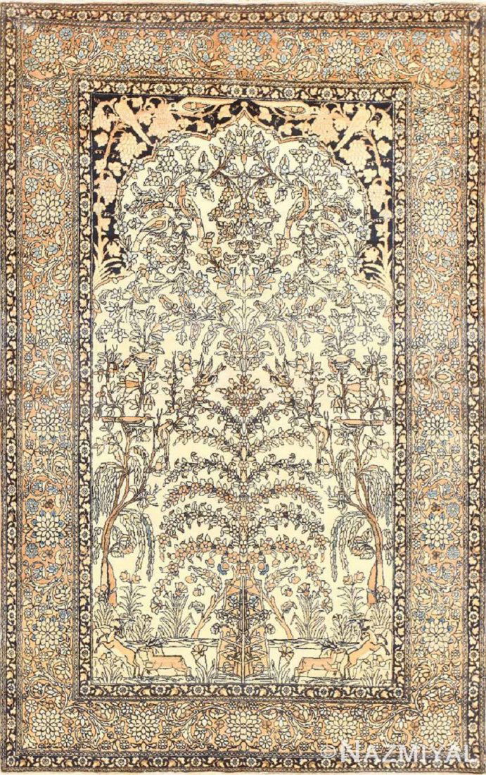 ANTIQUE PRAYER TREE OF LIFE PERSIAN ISFAHAN RUG (1 of 8)