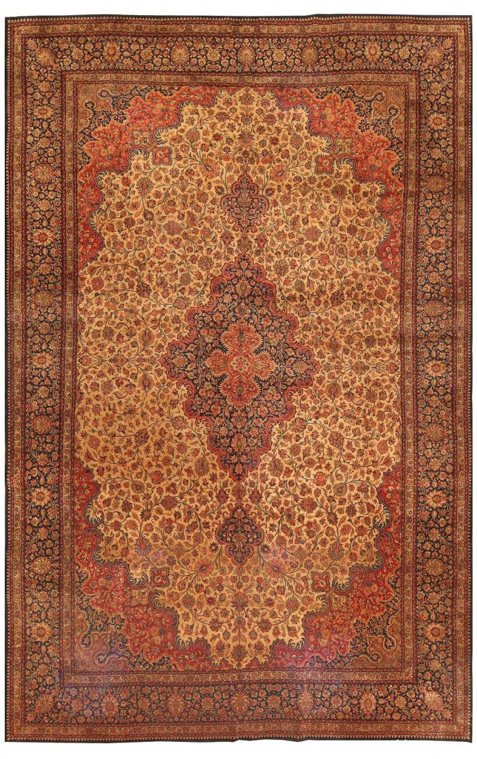 LARGE VINTAGE PERSIAN QUM RUG, 18 ft x 11 ft 7 in (1 of 6)