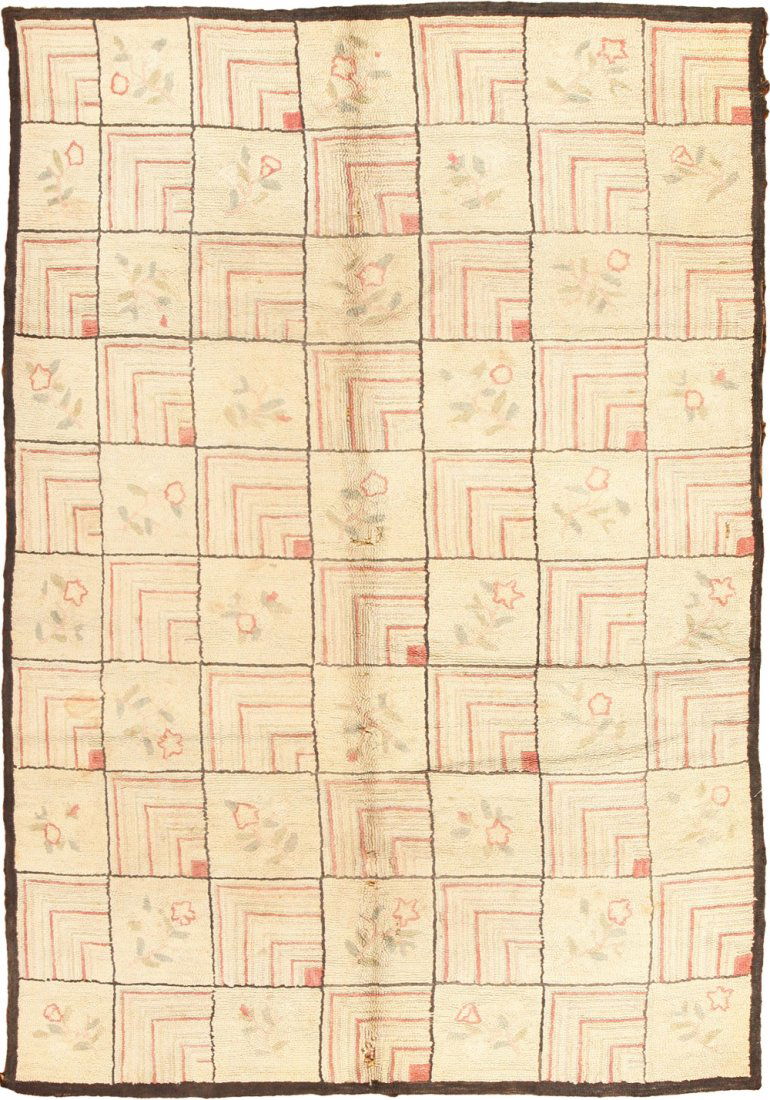 ANTIQUE AMERICAN HOOKED RUG, 8 ft 10 in x 5 ft 10 in (1 of 10)