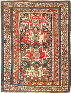 Antique Kazak Caucasian Rug 42879: 4.04 x 5.03, Last quarter 19th century, Nazmiyal is pleased to have purchased a fine Kuba rug from the historic Doris Duke Collection. Her collection set records with the sale of a rare 17th Century