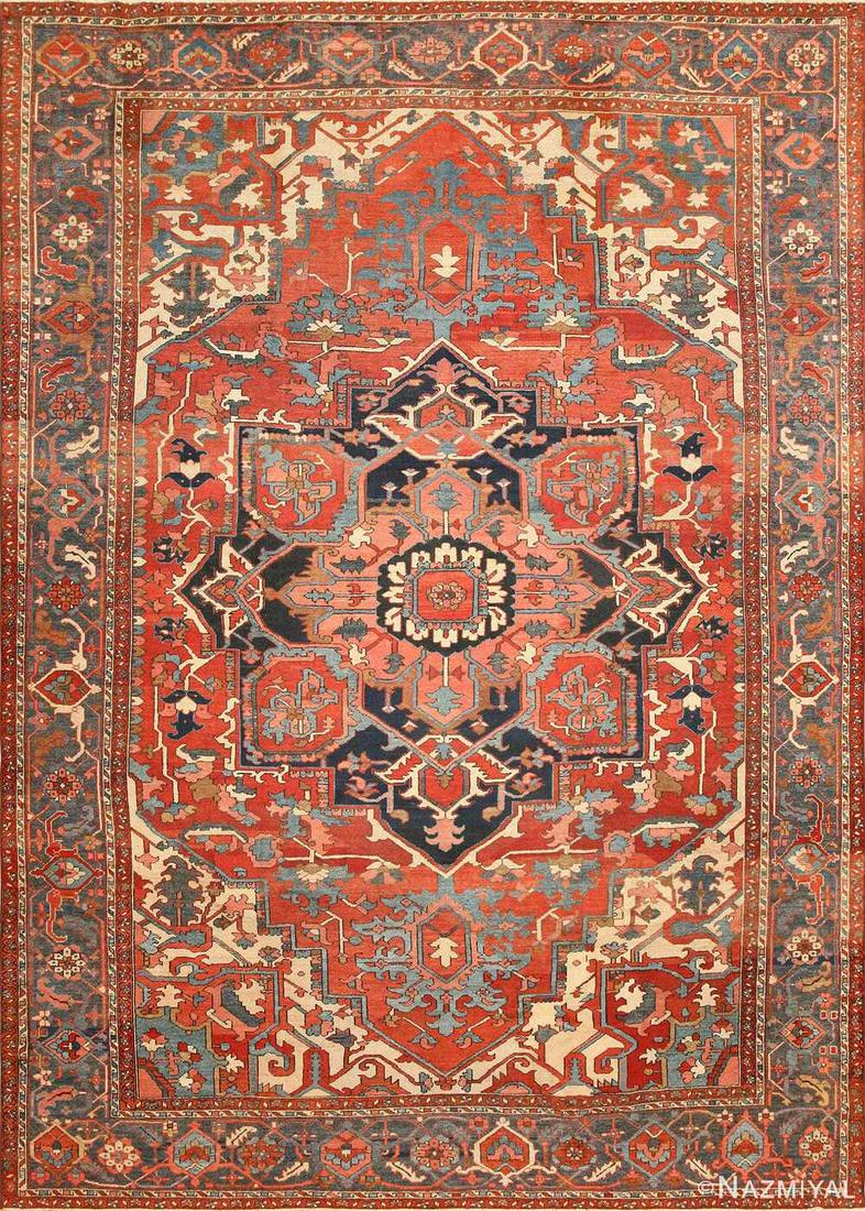 ANTIQUE PERSIAN HERIZ SERAPI RUG. (1 of 10)