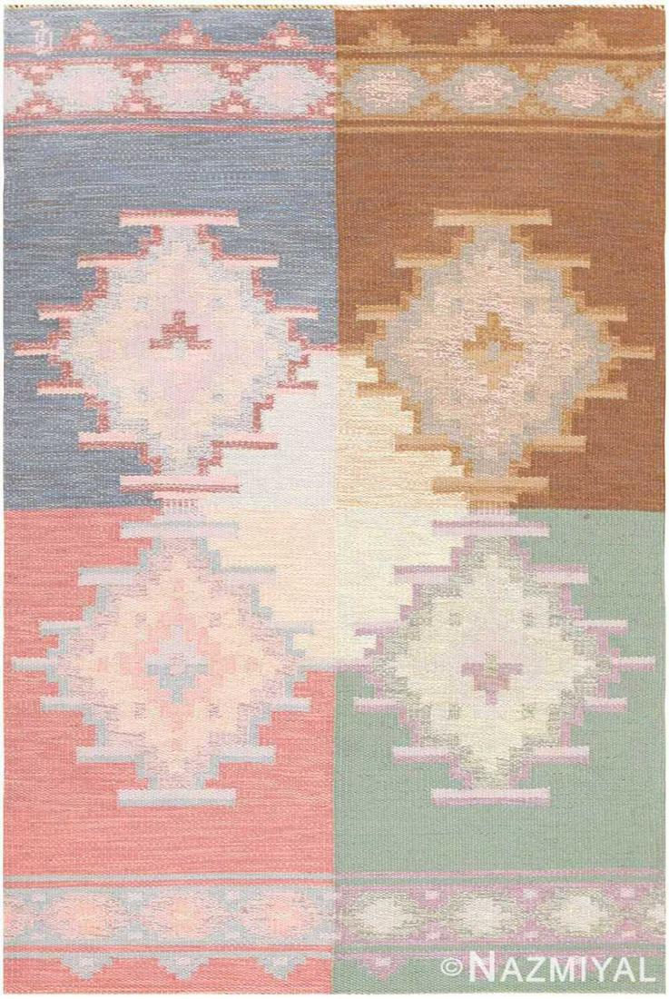 VINTAGE SWEDISH FLATWOVEN RUG. 6 ft 8 in x 4 ft 5 in (1 of 9)