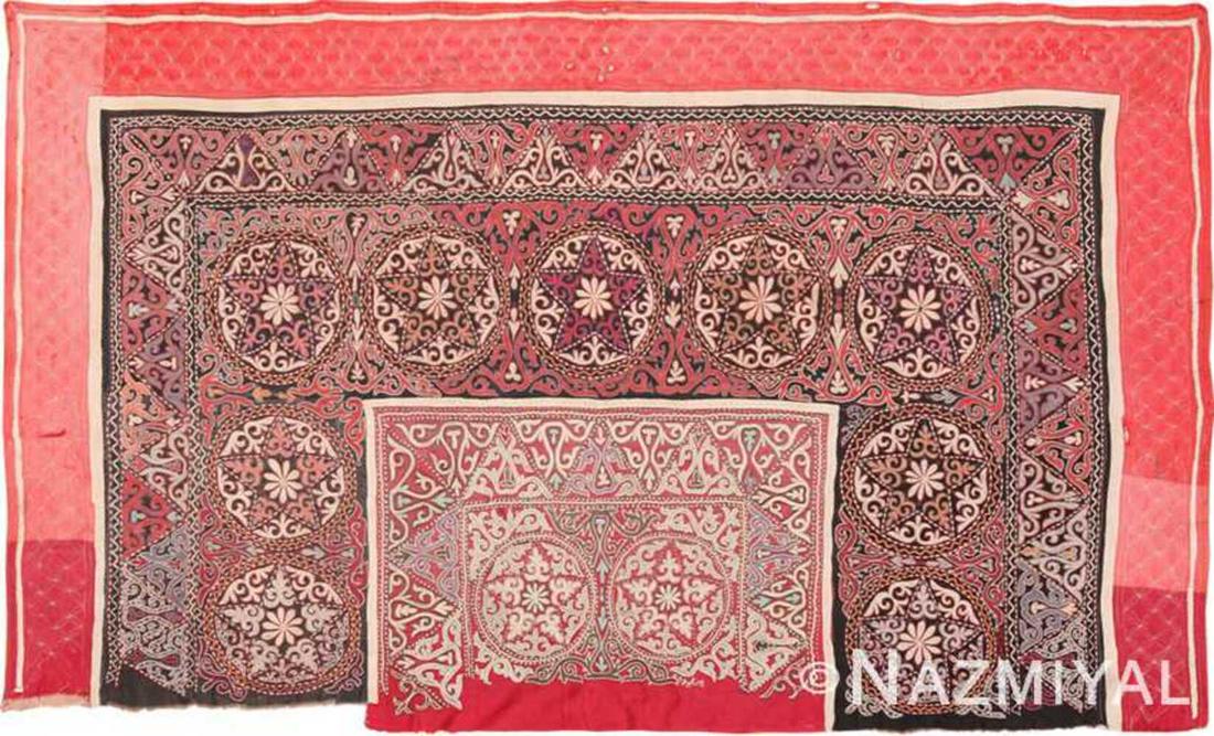 ANTIQUE UZBEKISTAN EMBROIDERED SUZANI. 6 ft 7 in x 4 ft (1 of 9)
