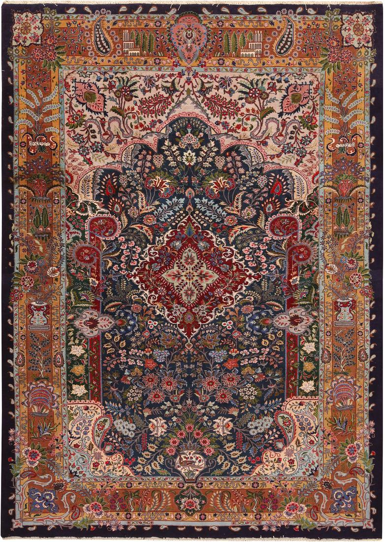 VINTAGE PERSIAN TABRIZ CARPET. 9 ft 4 in x 6 ft 9 in (1 of 7)