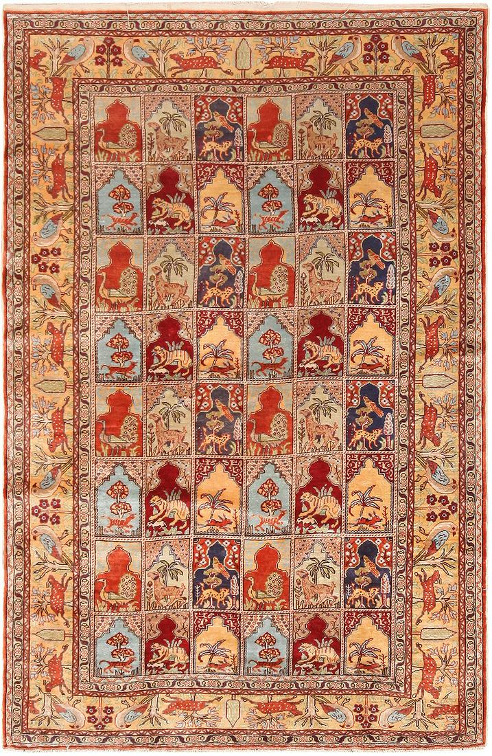 VINTAGE TURKISH HEREKE SILK RUG. 5 ft 1 in x 3 ft 4 in (1 of 6)