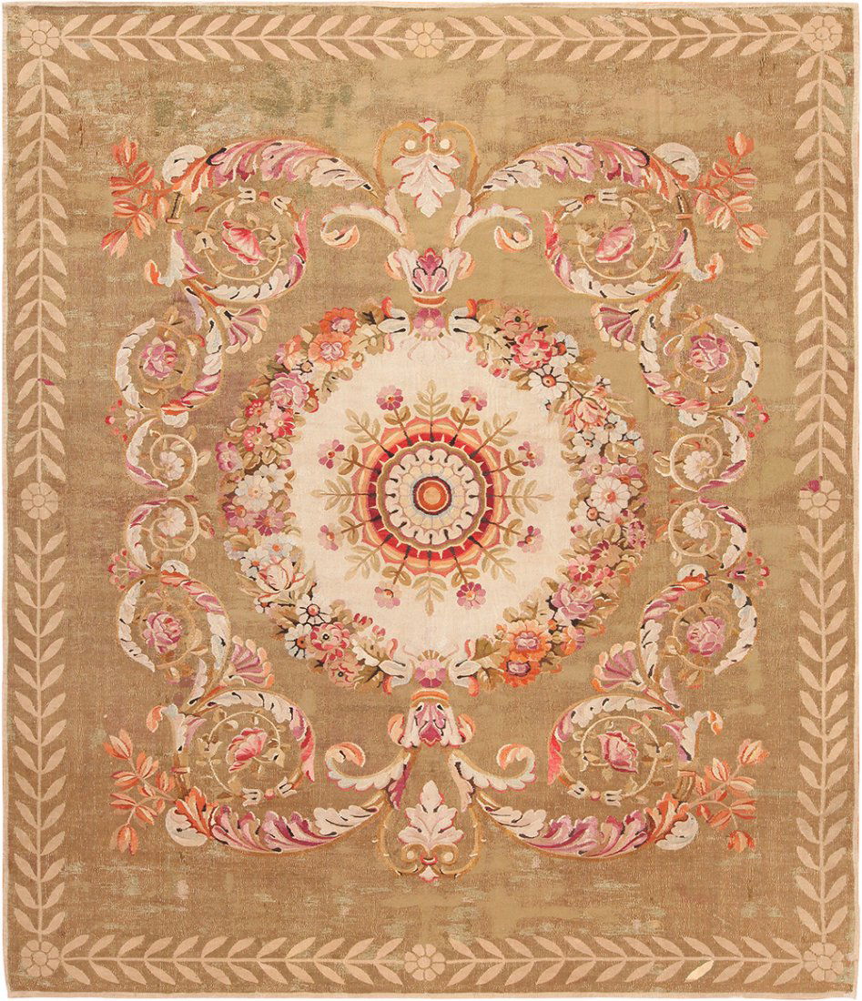 ANTIQUE FRENCH CHARLES X AUBUSSON RUG. (1 of 8)