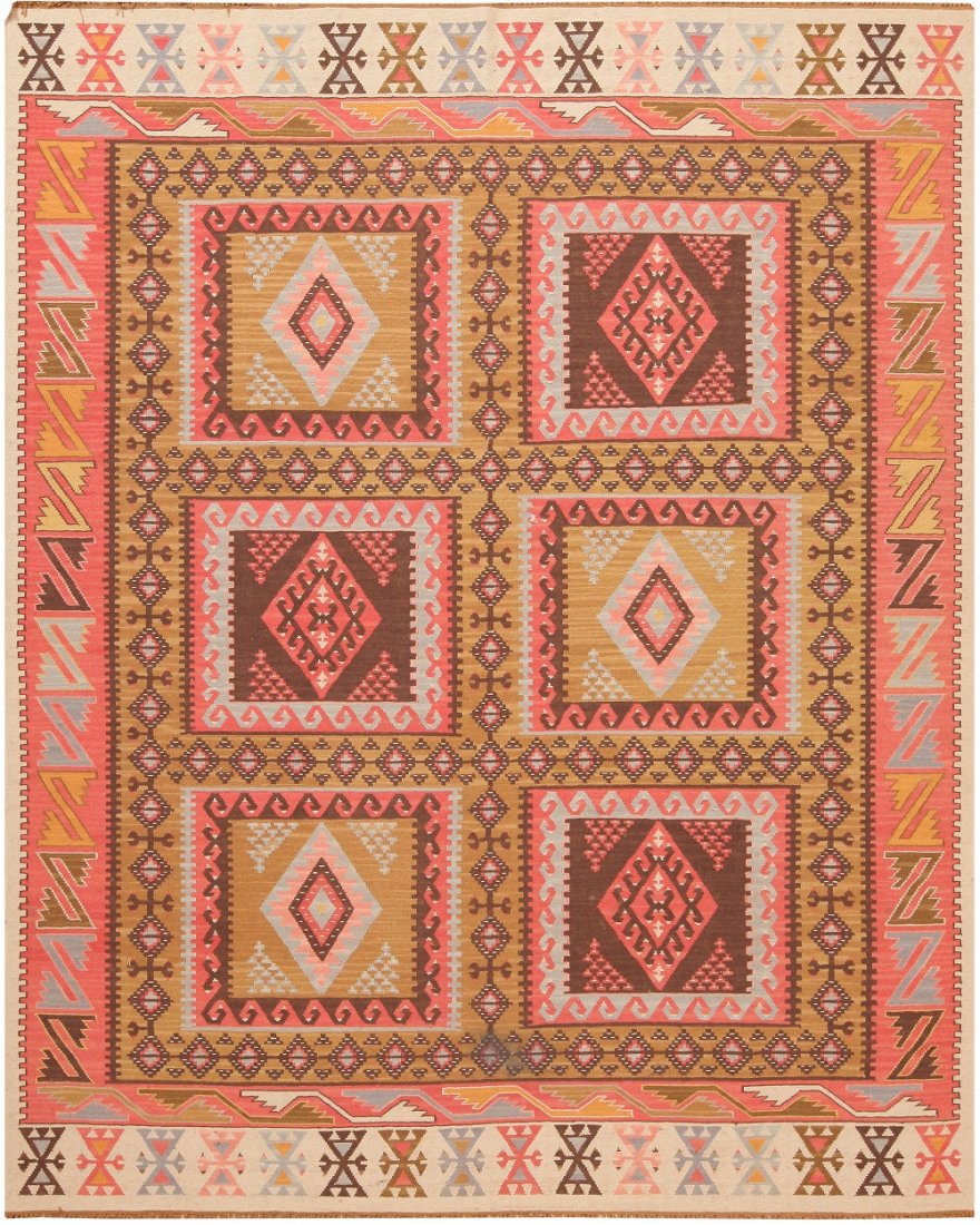 VINTAGE TURKISH KILIM. 10 ft x 8 ft (3.05 m x 2.44 m) (1 of 7)