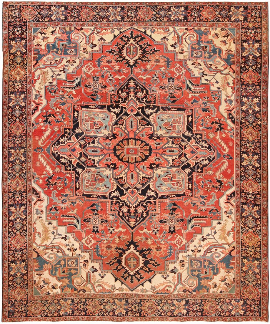 ANTIQUE PERSIAN SERAPI AREA RUG 12 ft 7 in x 10 ft 2 in (1 of 8)