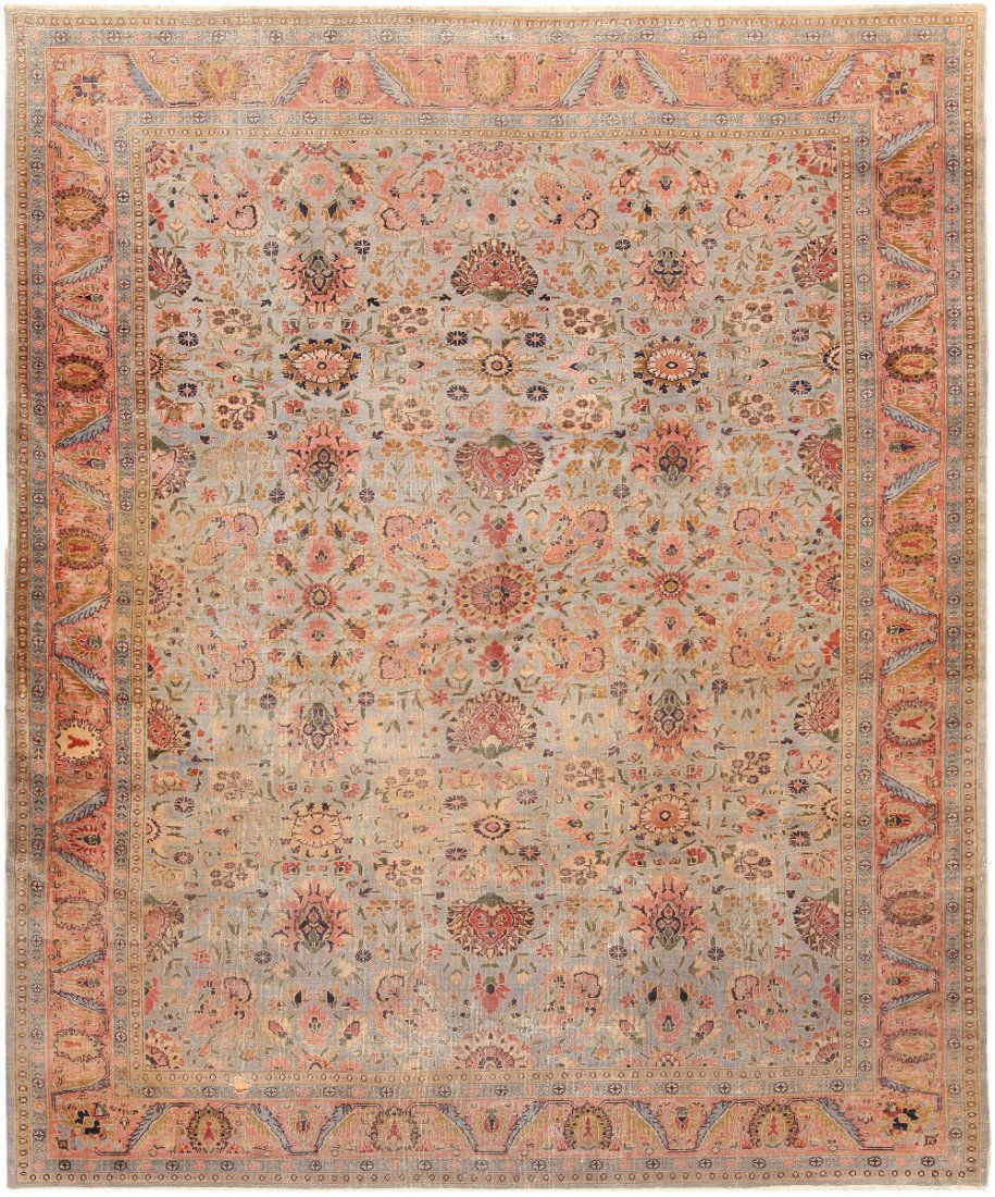 ANTIQUE PERSIAN TABRIZ RUG. 10 ft 10 in x 8 ft 10 in (1 of 8)