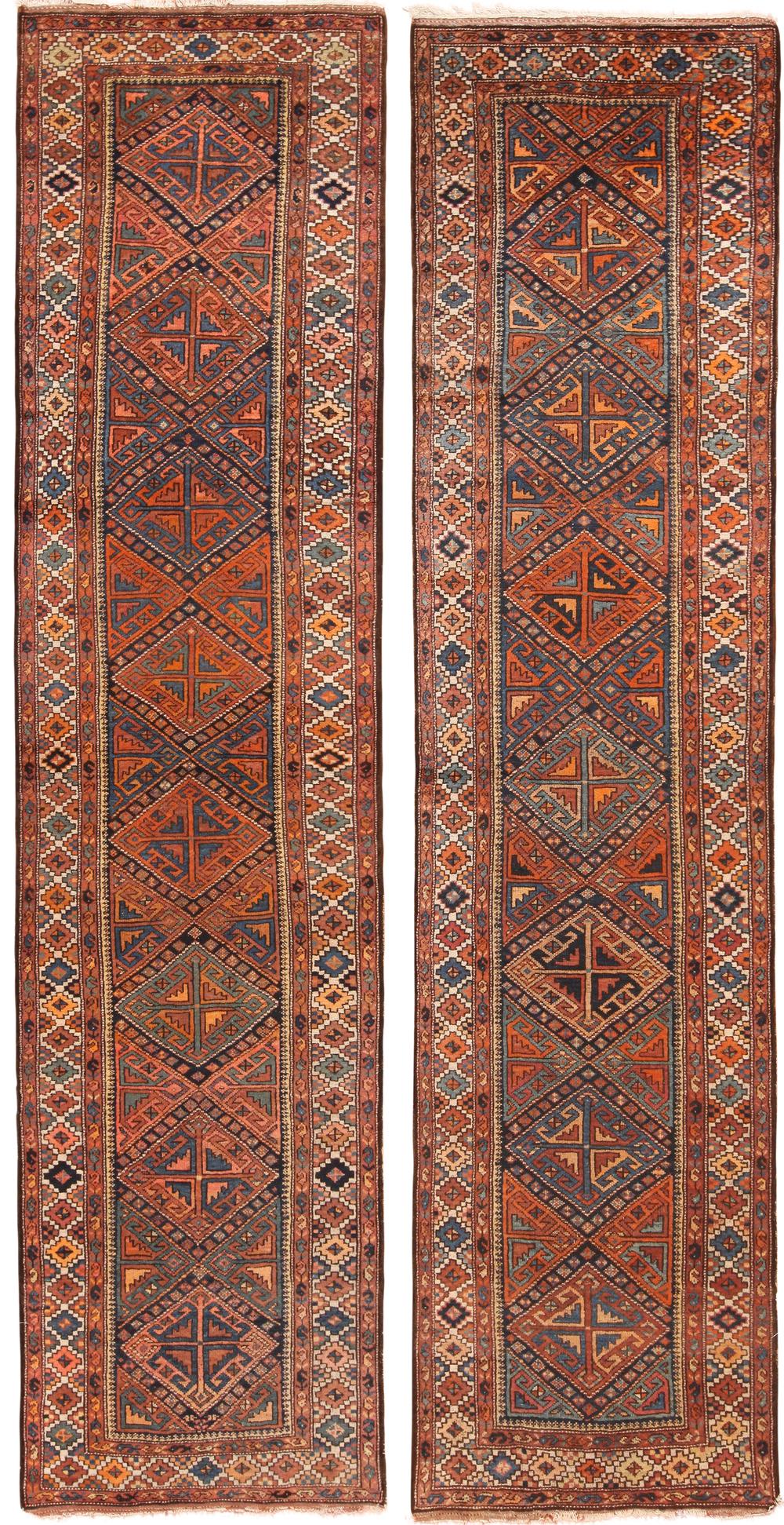 PAIR OF ANTIQUE PERSIAN KURDISH RUNNERS. - No reserve. (1 of 8)