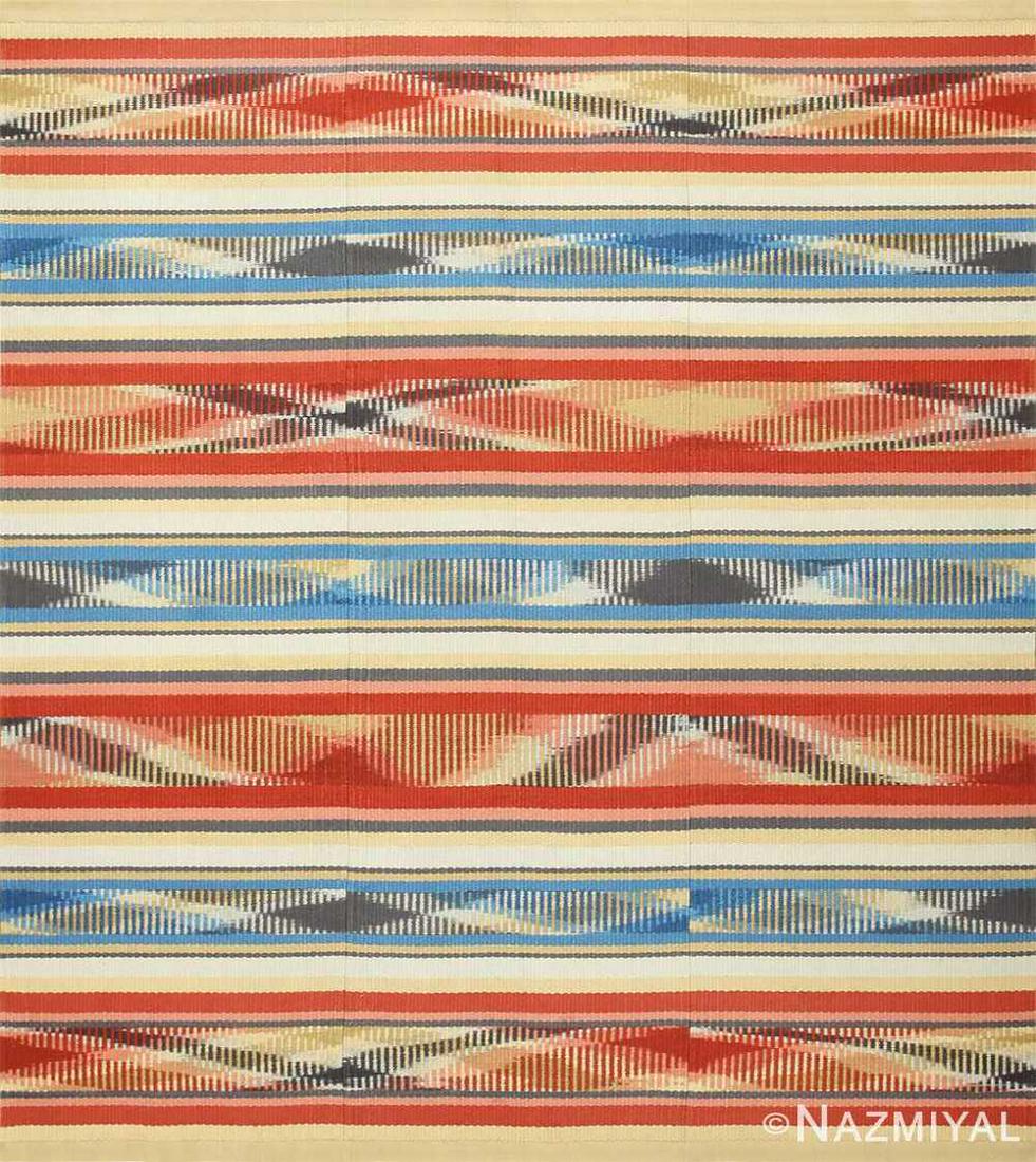 VINTAGE SWEDISH KILIM RUG.7 ft 7 in x 7 ft (2.31 m x (1 of 8)