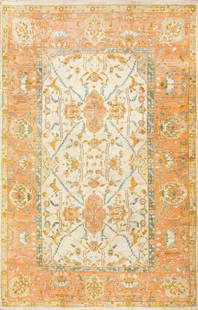 LARGE TURKISH ANTIQUE OUSHAK RUG - No reserve. 15 ft 3: Property of a New York dealer LARGE TURKISH ANTIQUE OUSHAK RUG. 15 ft 3 in x 9 ft 6 in (4.65 m x 2.9 m). Circa date: 1900. Beautiful Large and Decorative Ivory Colored Background Turkish Antique