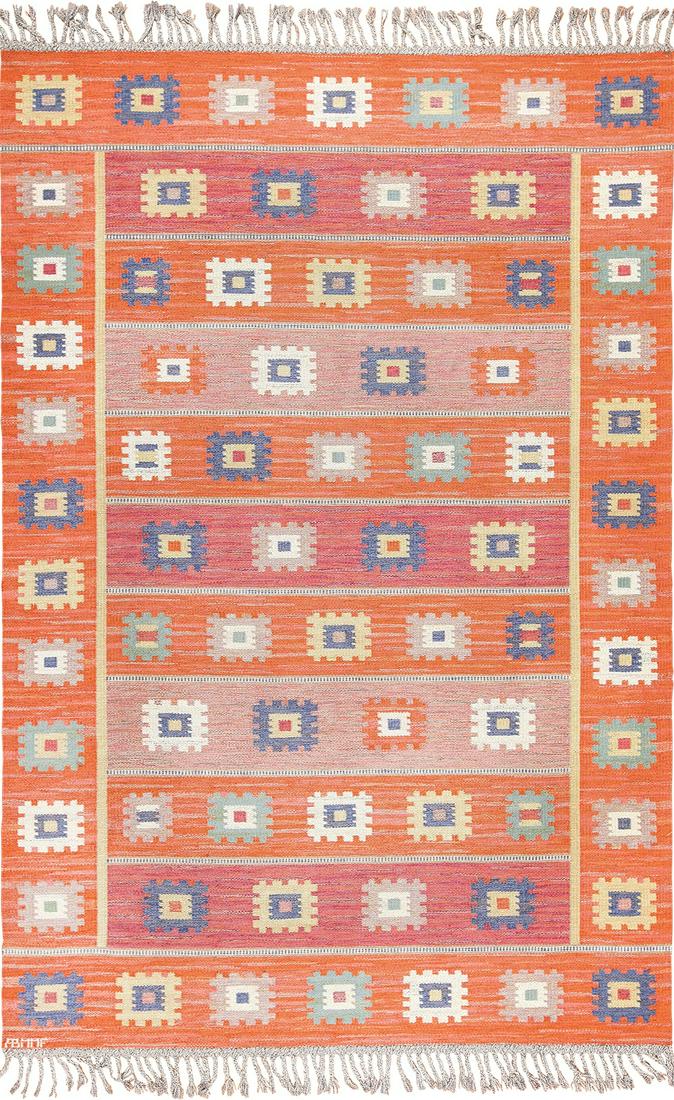 VINTAGE FLAT WOVEN SCANDINAVIAN MARTA MAAS KILIM. 9 ft (1 of 10)