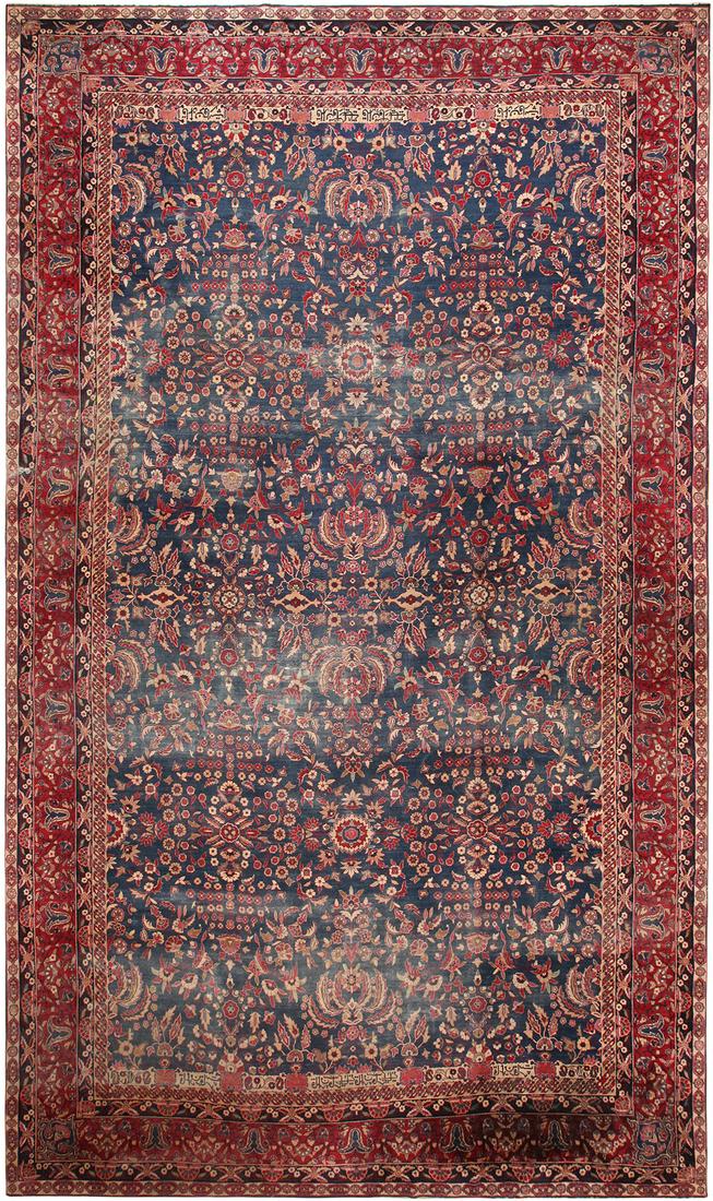 LARGE ANTIQUE PERSIAN KERMAN RUG. 19 ft 10 in x 11 ft 8 (1 of 9)