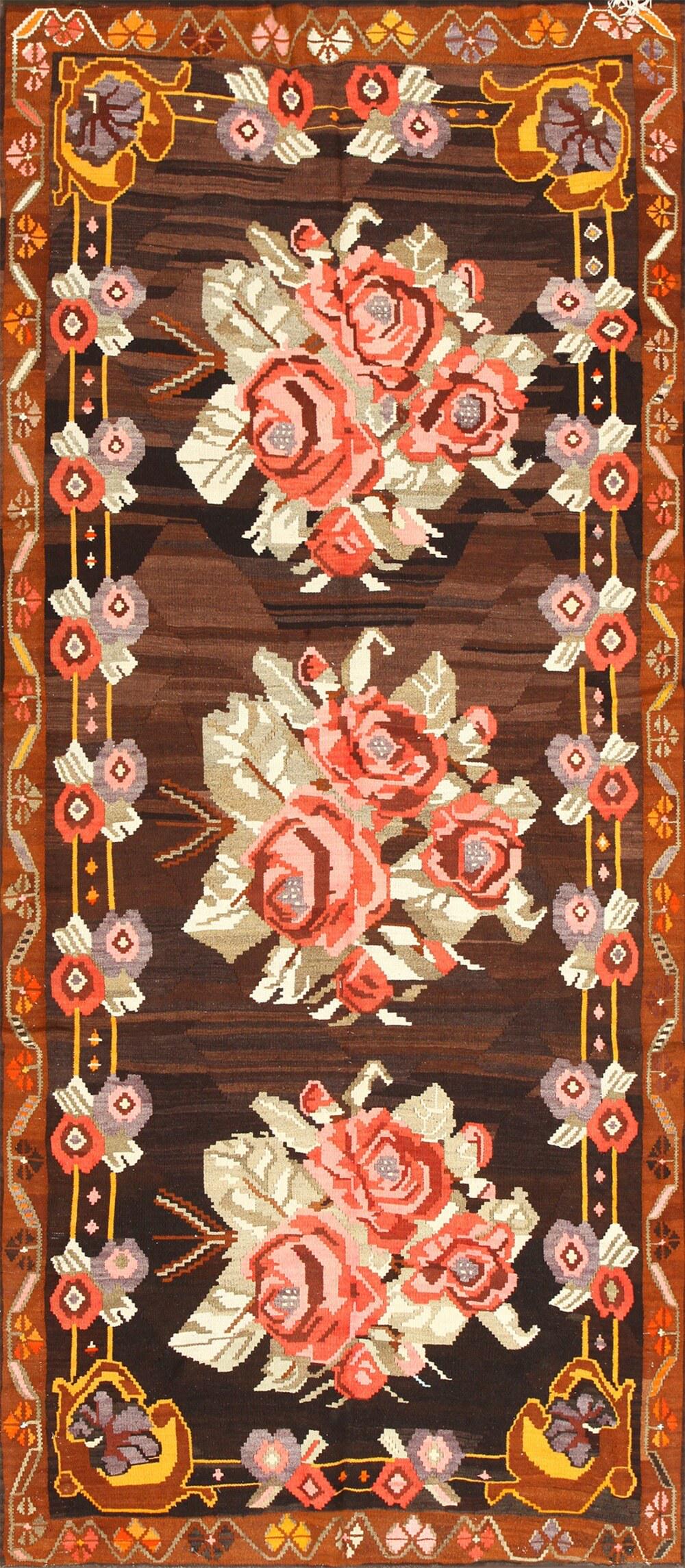 ANTIQUE BESSARABIAN KILIM. 8 ft 6 in x 5 ft 8 in (2.59 (1 of 6)