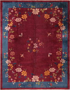 ANTIQUE CHINESE ART DECO RUG - No reserve. 9 ft x 12 in: Property of a New Jersey dealer ANTIQUE CHINESE ART DECO RUG. 9 ft x 12 in (2.74m x 3.65m). Circa date: 1920.