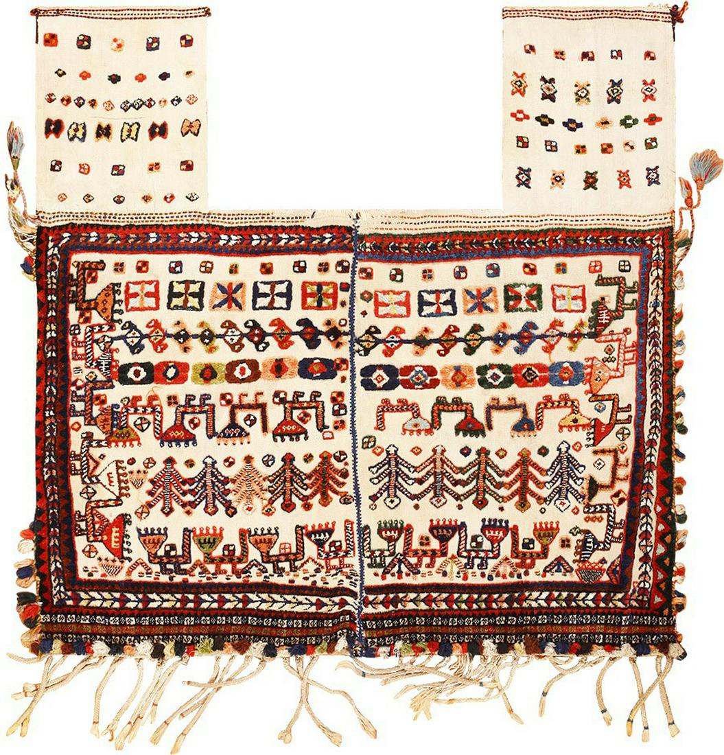 Persian Qashqai Antique Tribal Horse Cover 5 ft x 5 ft (1.52 m x 1.52 m) (1 of 6)