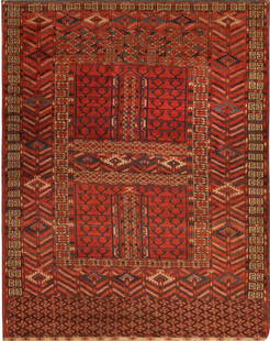 Antique Central Asian Tekke Rug 5 ft 1 in x 4 ft 1 in (1.54 m x 1.24 m): Tribal Antique Central Asian Tekke Rug, Country of Origin / Rug Type: Turkish Rug, Circa date: 1900 Click Here To View This Rug In Your Room Description This rug is a hand-knotted antique Tekke