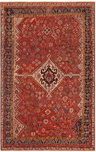 Antique Persian Qashqai Kashkuli Rug 7 ft 8 in x 4 ft 10 in (2.33 m x 1.47 m): Tribal Antique Persian Qashqai Rug, Country of Origin / Rug Type: Persian Rug, Circa Date: 1900 Click Here To View This Rug In Your Room Description The intricate details of this rug are