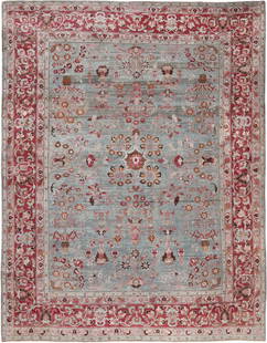 Antique Persian Khorassan Rug 11 ft 6 in x 9 ft (3.51 m x 2.74 m): A Truly Captivating Light Blue Background Antique Persian Khorassan Rug, Country Of Origin / Rug Type: Antique Persian Rugs, Circa Date: 1920 Click Here To View This Rug In Your Room Description 