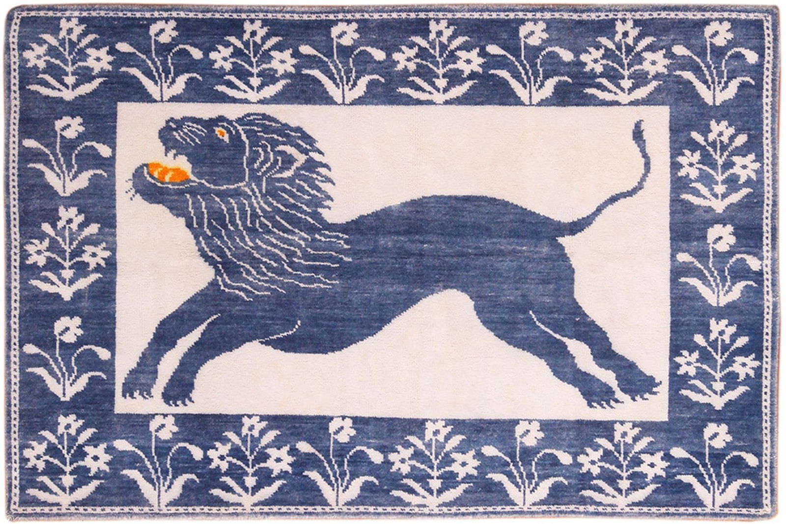 Vintage Cotton Lion Agra Rug 4 ft x 6 ft (1.22 m x 1.83 m) (1 of 8)