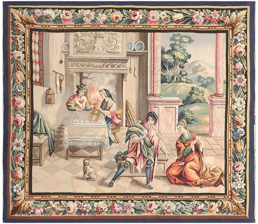 Antique French Tapestry Rug - No Reserve 5 ft x 5 ft 7 in (1.52 m x 1.7 m) (1 of 9)