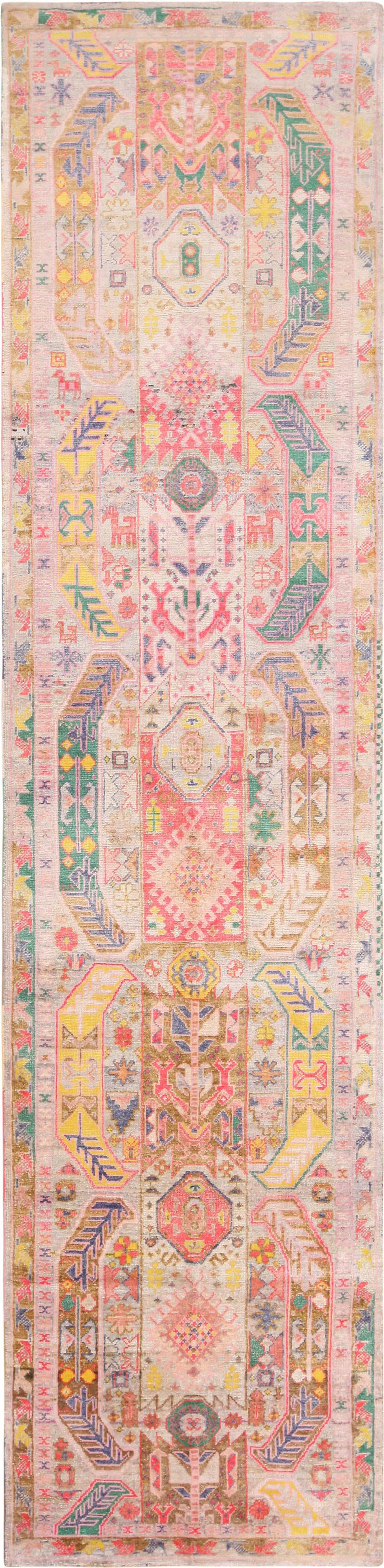 Caucasian Design Contemporary Silk Runner Rug 12 ft x 2 ft 10 in (3.66 m x 0.86 m) (1 of 5)
